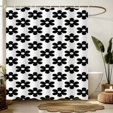 1 pieza Cortina de ducha con estilo de arte lineal geométrico de primavera, decoración de baño moderna de estilo geométrico colorido, diseño moderno tipo pintura, regalo único para el hogar, regalo para amigos - Multicolor - Ver 1