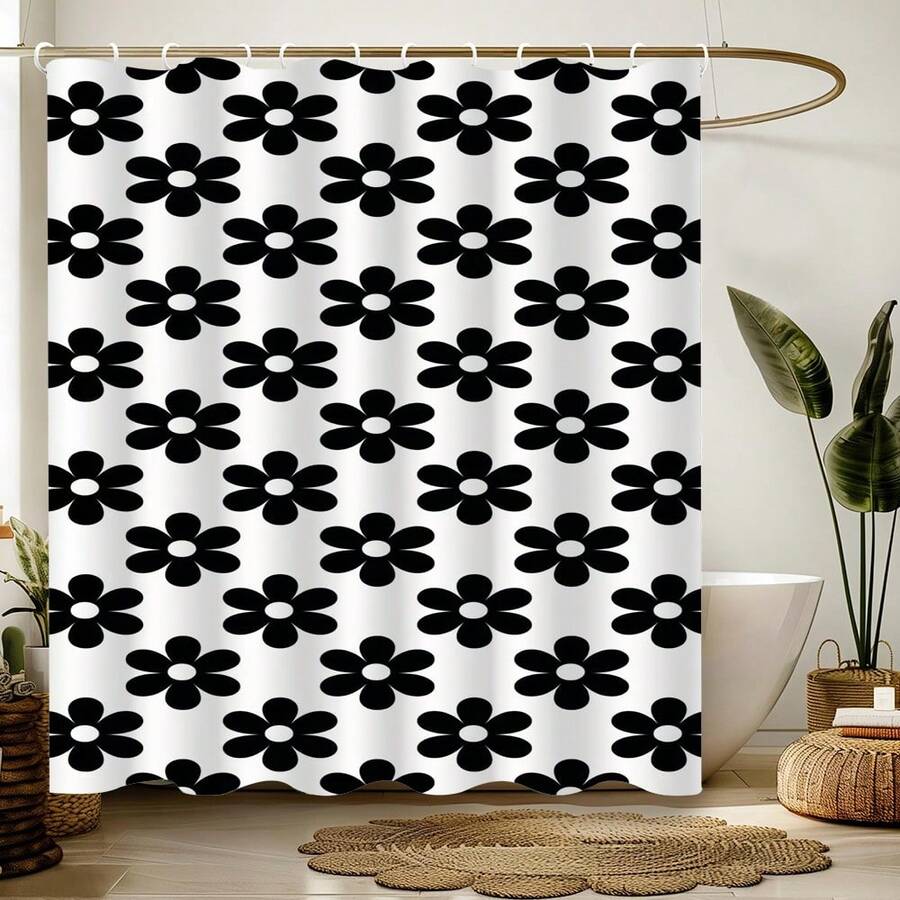 1 pieza Cortina de ducha con estilo de arte lineal geométrico de primavera, decoración de baño moderna de estilo geométrico colorido, diseño moderno tipo pintura, regalo único para el hogar, regalo para amigos - Multicolor - Ver 1