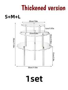 Soporte redondo de acrílico para tartas, estante de exhibición de postres para fiestas/cumpleaños, soporte de exhibición de cristal transparente - transparente - Ver 15