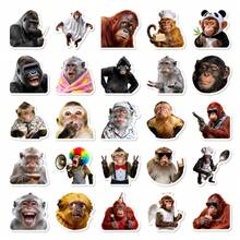 50PCS Funny Gorilla & Monkey Stickers For Adults, Primate Decals For Water Bottles, Laptops, Phone Cases, Skateboards, Journals, Cool Ape Themed Decor For DIY Crafts, Party Favors, Gift For Animal Lovers, Waterproof Vinyl Sticker Pack For Personalizing Daily Items - Multicolor - View 2