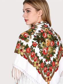 Khăn choàng in họa tiết hoa cổ điển, khăn quàng cổ dáng vuông, khăn turban truyền thống dành cho nữ, phù hợp mọi mùa, đi biển, đi nghỉ mát. - Nhiều màu - Xem 4