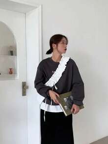 返校季韩系ins风小众设计百搭时尚简约款，适合大学生单肩包，女士褶皱休闲抽绳斜挎包，通勤手提包 - 白色 - 查看 2