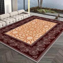 Large Moroccan Style Rug - Deep Red And Gold Beige Burgundy Rug, Suitable For Use As A Floor Mat, Featuring Intricate Medallions And Ornate Borders, Available In Large Sizes, Suitable For Living Rooms, Bedrooms, And Offices - Luxurious Home Decor, Warm Brown, Beige, And Red Tones, Modern Living Room Rug, Vintage Rug, Hallway Rug, Round Floor Mat, Bedroom Rug, Large Living Room Rug, Large Carpet, Bohemian Style Living Room Rug, Large Living Room Rug - 1PC - Xem 3