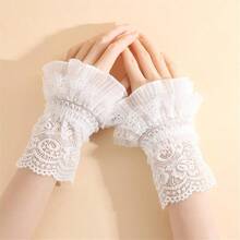Lolita-Style Flared Faux Sleeves - Detachable Cuffs, Wrist Warmers, "Fairy" Sleeve Covers, Decorative Gloves - Cute Women's Accessory - 白色 - 查看 4