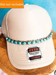 1 pieza Cadena de sombrero de estilo occidental retro con turquesa - Accesorio versátil para sombreros y gorras de malla, diseño de clip fácil de usar, adecuado para fiestas y decoración diaria, verano - Multicolor - Ver 2