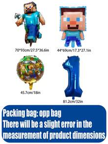 Minecraft Globos de aluminio con forma de personajes de dibujos animados con píxeles, adecuados para fiestas, eventos de fiestas con temática de dibujos animados, decoraciones de fiesta de cumpleaños, suministros para fiesta de revelación de género, decoraciones de fiesta de juegos, fiestas de cumpleaños y actividades de celebración con temas. - 2 piezas (color aleatorio) - Ver 3