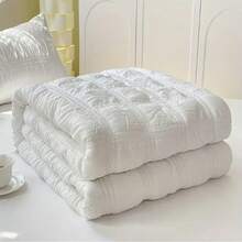1 pieza Edredón de verano de gasa con burbujas, ultra suave y amigable con la piel, edredón de aire acondicionado, adecuado para todas las estaciones, para usar como manta ligera en el dormitorio o la sala de estar - Caqui - Ver 4