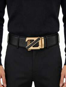 1 chiếc thắt lưng da nam, khóa tự động, chất lượng cao, phù hợp cho người trung niên và thanh niên, dùng được với quần jean và quần tây. - màu đen - View 1