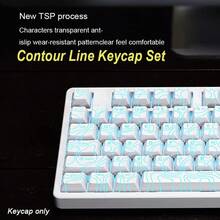 白色轮廓线键帽，Cherry 原厂高度，字体和线条更亮，Wooting，ROG 机械键盘 DIY，侧印 RGB 透光，热升华 PBT 材质，适用于 61/68/75/87/98/99/100/104/108 键键盘 - 查看 4