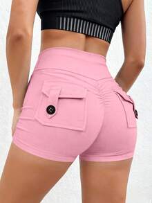 Quần short nữ AITYI Studio, ôm dáng, thời trang, thiết kế tinh tế, tôn dáng, gợi cảm, phù hợp cho tập thể dục và hoạt động ngoài trời, màu hồng mùa hè. - Hồng - Xem 9