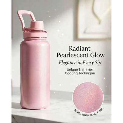 32盎司保温水瓶，不锈钢手柄水瓶，双层真空密封运动水瓶，适合锻炼和健身