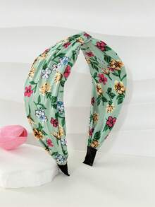 1件装【春夏】女士甜美优雅印花交叉宽发箍，黑色、绿色、红色、黄色可选，高冠压发饰，适合度假、日常出行、发型装饰，波西米亚风优雅 - 彩色 - 查看 11