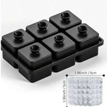 1 khay làm đá viên silicon 6 ngăn, có thể tái sử dụng, dùng làm đá viên, kem, khuôn đá viên tròn, khuôn đá viên vuông, dụng cụ nhà bếp, khuôn đá viên gia đình, lý tưởng cho các loại đồ uống mùa hè. - Nhiều màu - Xem 11