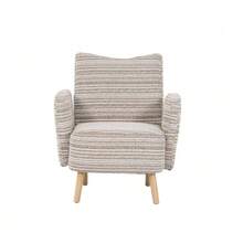 Modern Armchair, Fabric With Circular Pattern, With Side Pocket, Solid Wood Legs, Comfortable Reading Chair, Living Room, Bedroom, Office - Khaki - View 11