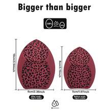 4/8个装大号豹纹红色化妆海绵，不含乳胶，吸水膨胀，适用于粉底、遮瑕、腮红、修容 - 彩色 - 查看 2