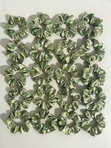 20pcs/Set Women's Sage Green Satin Scrunchies, Minimalist Elegant Daily Hair Accessories Set Holiday Accessories Ponytail Holders Hair Elastics Hair Rubber Bands Hair Rope,Travel,Birthday - Sage Green - View 1