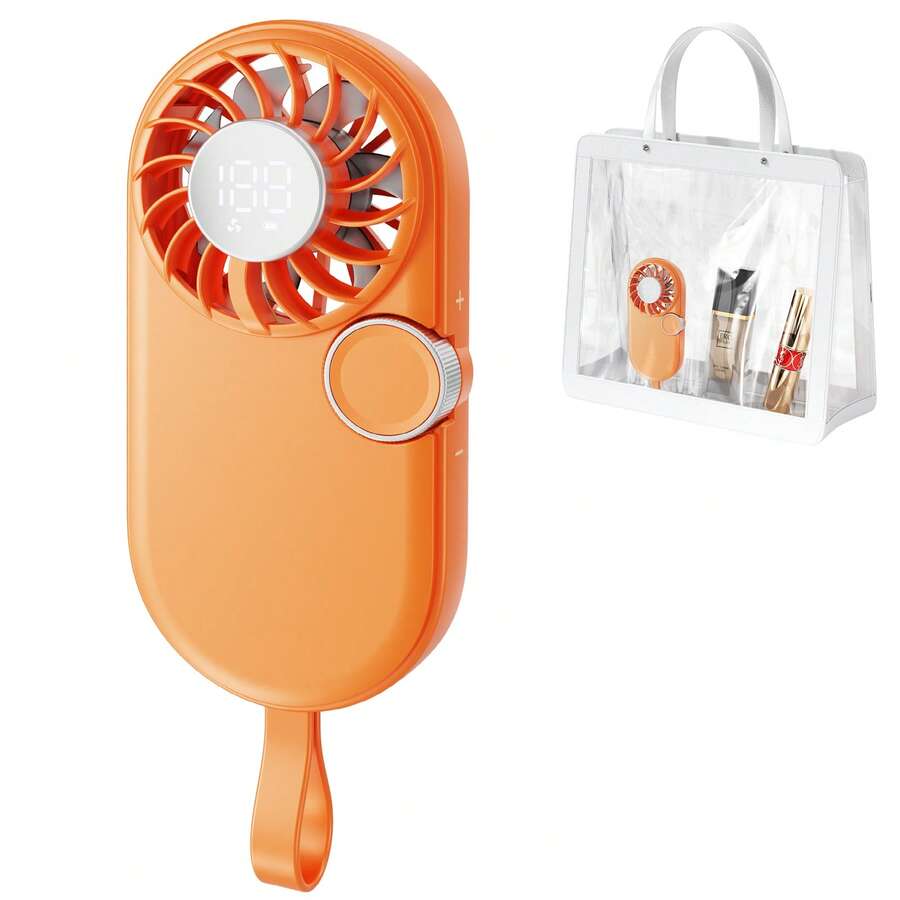 Ventilador eléctrico portátil recargable, mini, con batería de 1200mAh y pantalla digital turbo de mano - multicolor - Ver 1