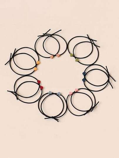 14个装女士简约迷你心形弹力发圈，时尚休闲发饰，ins风