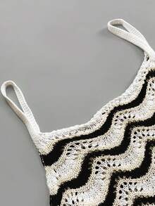 大码女式夏季波西米亚渐变镂空性感透视无袖迷你连衣裙度假装 - 彩色 - 查看 7