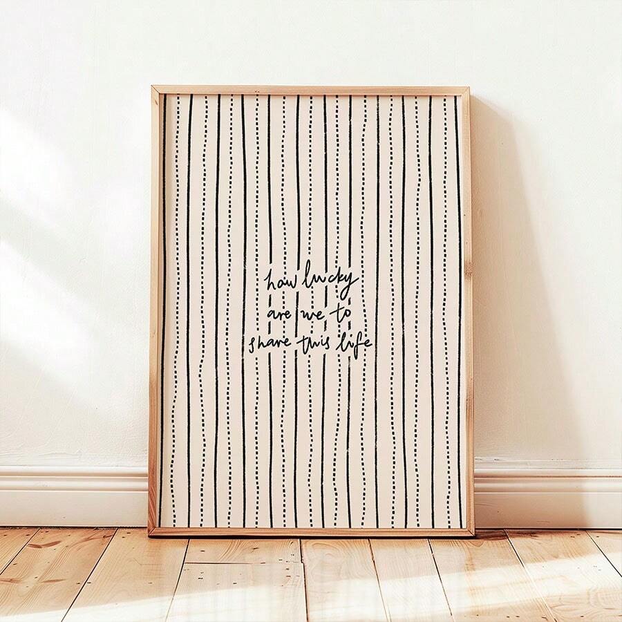 1 pieza Impresión de arte en lienzo de arte de línea minimalista, Nos honra compartir este póster de vida, Decoración de póster en lienzo de estilo escandinavo moderno, Impresión de texto romántico neutral en lienzo, Decoración de pared con patrón de rayas abstractas impresas, Decoración de pared para sala de estar y dormitorio, Decoración en lienzo, Sin marco