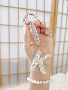 Sparkling Crystal Letter Keychain - Shiny Alloy Pendant, Suitable For Bags And Backpacks - Perfect Gift For Birthday And Special Occasions, Keychain, Ring, Bag, Backpack Decor, Car Decor, Gift For Women And Girls, Wallet And Handbag Accessories, Letter A-Z - 銀色 - 查看 10