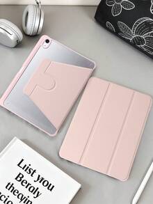 Ốp lưng máy tính bảng gấp ba 360° bằng acrylic màu hồng, tương thích với iPad Mini 6/Mini 7/Air/Air 2/9.7/10.2/10.5/Air 4/Air 5/10.9/Pro 11"/Air 11"(M2) 2024/Thế hệ thứ 10/12.9"/ Air 13"(M3 2025)/ Air 11-Inch (M3) 2025/ (A16) 11 Inch Thế hệ thứ 11 2025, mặt lưng acrylic chống trầy xước, chống cong vênh, khe cắm bút cảm ứng tích hợp, chân đế xoay 360°, tự động ngủ/thức, ốp lưng máy tính bảng gấp ba kiểu tối giản/cổ điển/doanh nhân. - Hồng - Xem 2