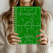 A5 Soccer Field Spiral Notebook, Green Field Pattern Cover, Classic Football Pitch Design, Perfect Gift For Soccer Fans - A5 - View 6