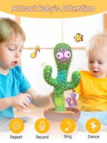 POKOJA LAND 1 Đồ chơi xương rồng nhảy múa, xương rồng biết nói lặp lại những gì bạn nói, xương rồng nhảy múa bắt chước, Đồ chơi âm nhạc có đèn LED hát tiếng Anh có thể ghi âm 15 giây - Quà tặng bất ngờ, Quà tặng sinh nhật, Quà tặng Giáng sinh, Quà tặng Halloween, Quà tặng hoàn hảo, Quà tặng, Quà tặng năm mới, Quà tặng, Đồ chơi - Nhiều màu - Xem 5