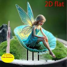 1/2pcs Acrylic Blue Fairy Garden Stakes, Suitable For Yard, Lawn, Garden, Indoor & Outdoor, Multipurpose Seasonal Gift, No Electricity Required, 2D - Multicolor - View 7