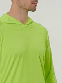 Men's UPF 50+ Sun Protection Hooded Long-Sleeved Fishing Running Fitness SPF Outdoor UV Shirt Quick-Dry Lightweight Top - fluorescent green - View 4