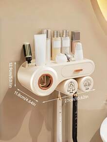 1pc Toothbrush Holder With Gargle Cup, Wall Mounted Toothbrush Storage Rack, With Toothpaste Dispenser And Cosmetic Drawer, Toothbrush Storage Organizer, Bathroom Multifunctional Toothpaste Toothbrush Container, Bathroom Accessories, Home Decor Home Bathroom Decor Fall Decor Back To School - Automatic Toothpaste Dispenser - View 13