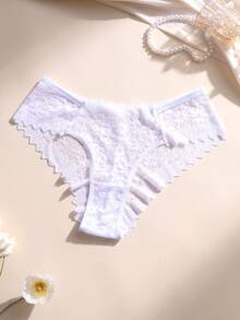 7条装女士性感蕾丝拼接比基尼内裤低腰无缝三角裤镂空舒适透气内衣 - 彩色 - 查看 5