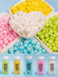 95g/3.35oz Cake Decorating Sugar Sprinkles, Round Beads & Rod Jimmies Mix.For Decorating Cakes, Ice Cream, Cupcakes, Donuts, Lollipops. Perfect Party Supplies For Birthdays, Weddings, Christmas And Valentine's Day.For Decoration Only, Not Edible. - View 5