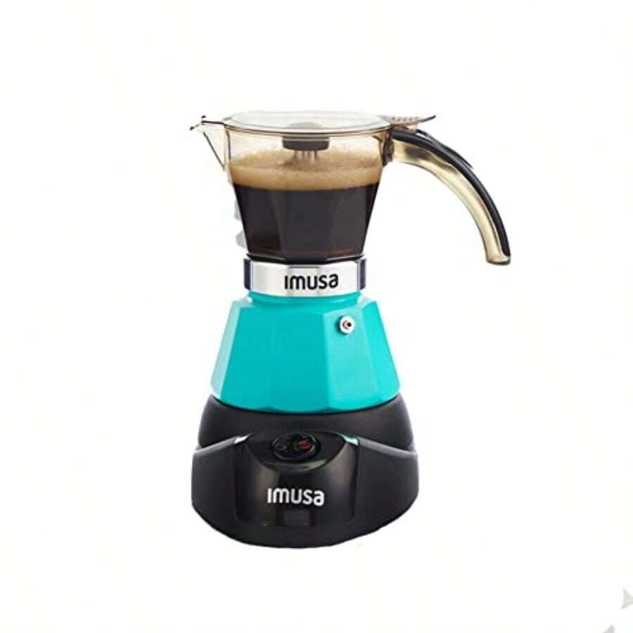 Imusa Máquina espresso eléctrica de 3 o 2 tazas color verde azulado - Verde azulado - Ver 1