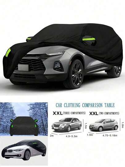 190T Car Cover, SUV Car Cover Waterproof Outdoor Car Cover Suitable For All-Weather Sun, Snow, Winter Use For SUV, Outdoor Car Snow, Rain, UV Protection - Premium Full Car Exterior Cover With Reflective Strips And Windproof Strap