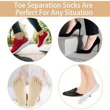 Thinp 4 Pairs Ortho Toe Compression Socks, Bunion Toe Alignment Relief Socks For Women Full Toe Yoga Sock No Show Low Cut Five Finger Sock For Women & Men - default - 查看 6