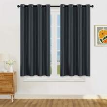 1/2 tấm rèm cản sáng hoàn toàn, chất liệu nhẹ, phủ lớp kim loại, cản sáng 100%, có khoen treo phía trên, thích hợp cho phòng khách/phòng ngủ, màu hồng. - màu đen - Xem 19