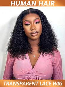 13x4蕾丝前额水波纹假发，带婴儿发，透明蕾丝前额波浪假发，预先拔毛，自由分缝，女士假发，180%密度 - Natural Black - 查看 2