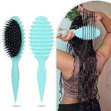 Hair brushes-UK+EU 粉色卷发梳套装，包含卷发喷雾瓶、边缘梳和尖尾梳，可在干湿头发上打造蓬松卷发，防静电顺滑造型工具，女士适用 - 彩色 - 查看 9