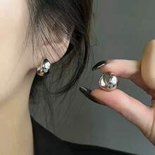 Pendientes de aro geométricos de arco suave, pendientes minimalistas elegantes y versátiles - Dorado - Ver 3