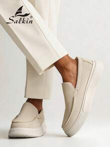 1. 简约设计师男士乐福鞋，柔软麂皮鞋面，方便穿脱，舒适圆头莫卡辛鞋，优雅绅士运动鞋，纯色设计，防滑加厚鞋底，适合日常休闲穿着，情侣装、约会装、派对装、节日礼物，春夏秋季皆宜，尺码偏小，建议选购大一码。 - 米色 - 查看 5