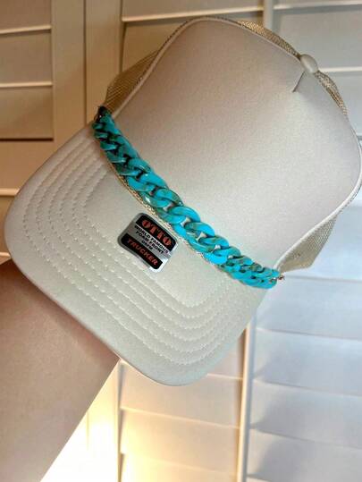 1pc Western Retro Acrylic Hat Chain, Fashionable Green Detachable Fish Bone Decor Hat Chain Accessory For DIY Crafting