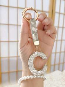 Sparkling Crystal Letter Keychain - Shiny Alloy Pendant, Suitable For Bags And Backpacks - Perfect Gift For Birthday And Special Occasions, Keychain, Ring, Bag, Backpack Decor, Car Decor, Gift For Women And Girls, Wallet And Handbag Accessories, Letter A-Z - 銀色 - 查看 9