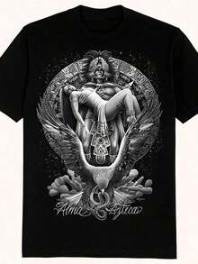 Camiseta de algodón para hombres, camiseta gráfica chicana, ropa de estilo callejero arte, arte lowrider, gráfica, camiseta de arte, estilo de moda callejera, camisetas impresas retro para hombres millennial - Negro - Ver 6