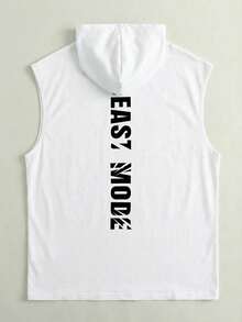 Áo hoodie không tay in chữ dọc Beast Mode, áo nam casual, trang phục thể thao đường phố Mỹ. - trắng - Xem 3