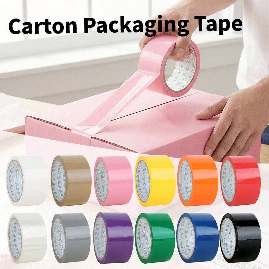 50m Colored BOPP Packing Tape, 12 Bright Colors High Viscosity Adhesive Sealing Tape For DIY Crafts, Gift Wrapping, Moving Boxes & Office Packaging, Heavy Duty Shipping Tape Single Roll - Bopp Tape - View 1