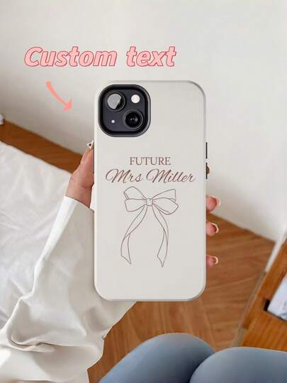 1Pc Personalized Future Mrs Phone Case – Custom Bride To Be Name Cover, Elegant Bridal Shower Wedding Design Protective Case For IPhone, Stylish Shockproof Phone Accessory For Engagement & Wedding Events, Perfect Gift For Bride, Bachelorette Party, Anniversaries, Holidays & Special Occasions