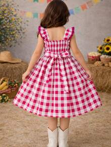 Children's Dress For June Party, Plaid, Off-The-Shoulder, , Adjustable Lastex, Round Ruffle Skirt, Charming Look, Modern, Country Themed Clothing, Loose Look, Comfortable, Lightweight Fabric, Flexible Modeling, Perfect Fit, Ideal, Quadrilha, School, Events, Monthiversary, Photo Shoot, Typical São João Party, Cheerful Look, Current Style, Fashionable Girl, Well-Finished Clothing, High Quality, Soft Touch, Free Movement, Guaranteed Comfort, Timeless Piece, Classic Style, Commemorative Clothing, Charming Girl's Clothing, Traditional Print, Cultural Clothing, Sophisticated Children's Clothing, Delicate Look, Versatile Clothing, June Party Clothing, Elegant Girl, Made With Careful Details, Colorful Look, Inspired By June Traditions, Clothing That Values Comfort, Freedom Of Movement, Impeccable Appearance, Ideal Gift, Charming Girls - Màu Hồng Tươi - Xem 3