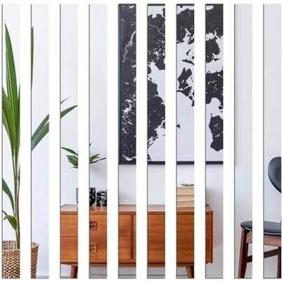 Mirror Acrylic Trim Roll, Peel And Stick Self Adhesive Wall Molding Strips – 5 Rolls X 4 FT (Total 20 FT), 1.6 Inch Wide Flexible Mirror Tape For Wall Paneling (Silver Mirror, 4 FT X 1.6 In)