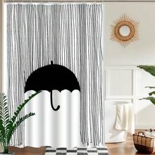 1pc Geometric Line Art Spring Style Shower Curtain, Modern Painting-Like Design, Unique Home Gift, Gift For Friends, Machine Washable, All-Season Use, Bathroom Decor - Multicolor - View 3